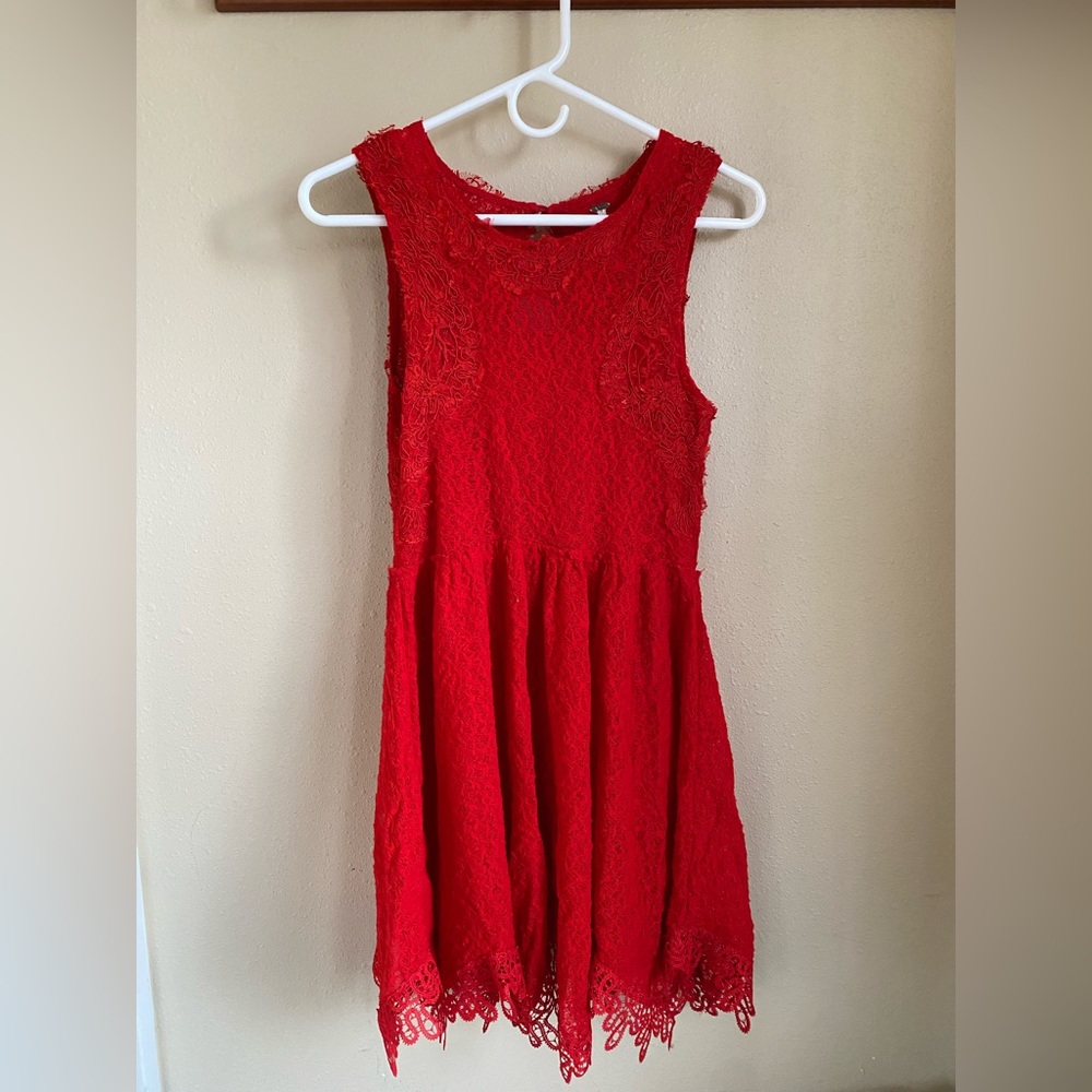 Red Lacy Free People Dress | XS